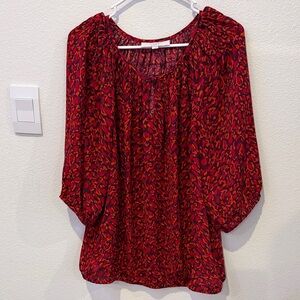 Ann Taylor Red and Orange Blouse